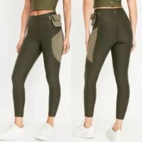 Old Navy High-Waisted Cloud+ 7/8 Leggings Olive Green Leggings Size XL - Picture 2 of 7